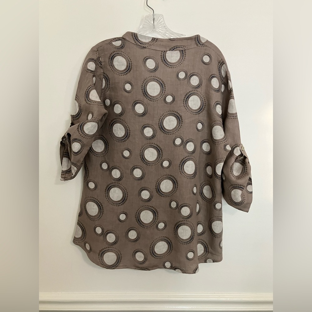 Cherishh Made Italy 100% Linen Button Top Artsy Lagenlook Lagom Medium Coastal - Picture 2 of 6